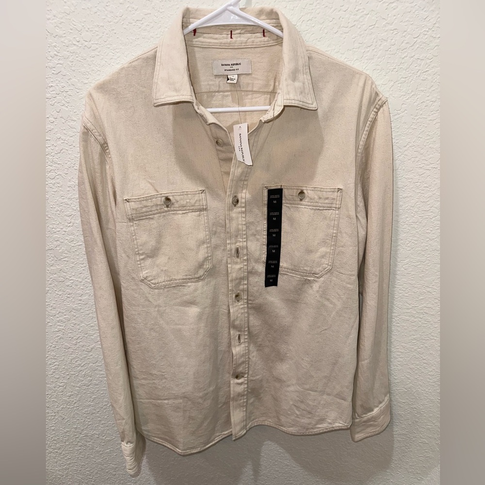 Banana Republic Cream Lightweight Shirt Jacket